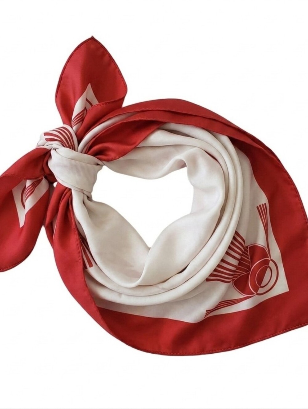 Vintage Eve Dedree Red & Cream Scarf Abstract Geo Print